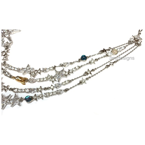 NWT Kate Spade♠️COSMOS Silver Plated Epoxy Stone/CZ Crystals Statement Necklace - Picture 15 of 16